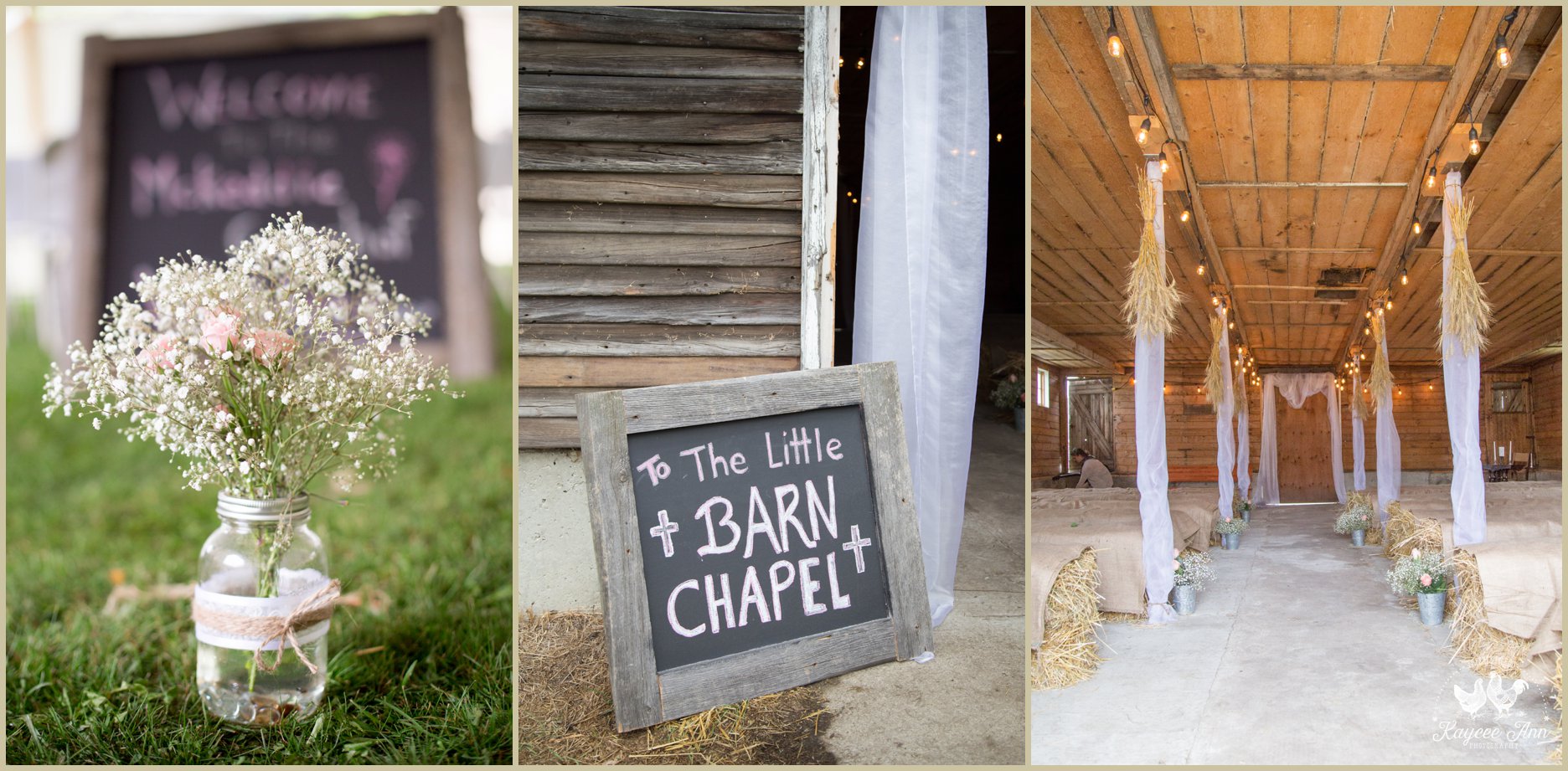 diy, diy sign, barn chapel, barn wedding, outdoors, rustic, barnwood, country, tulle, aisle, glowy lights
